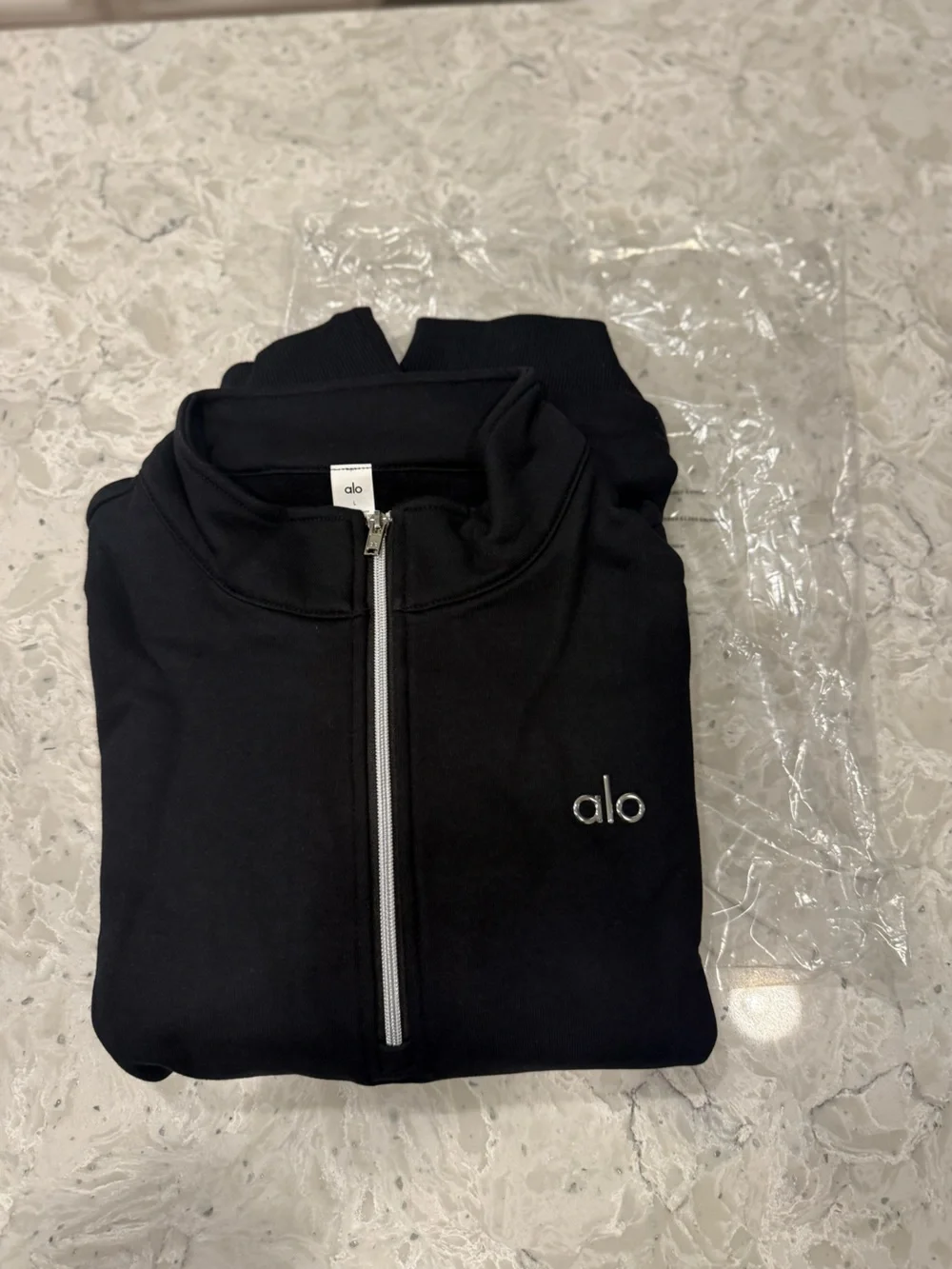 ALO Yoga Men’s Black 1/4 Zip Jacket with Silver Logo